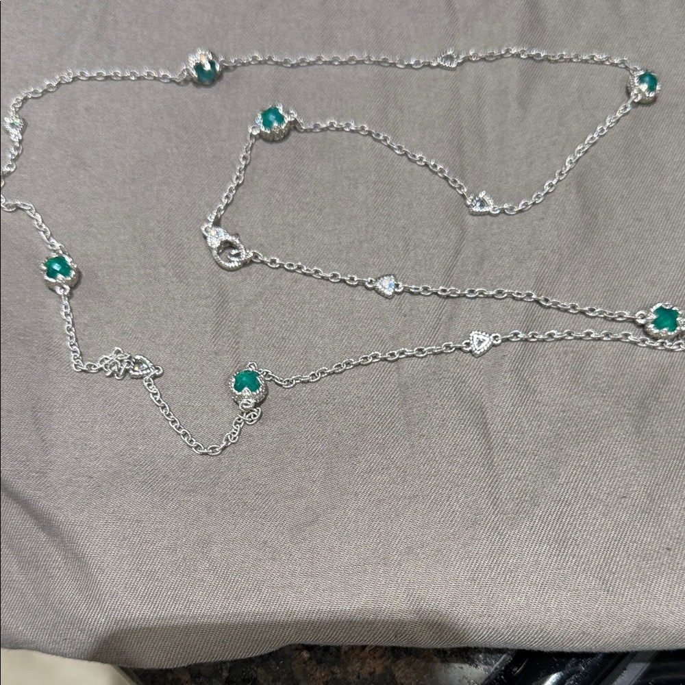 Judith Ripka Silver Necklace with Teal Accents